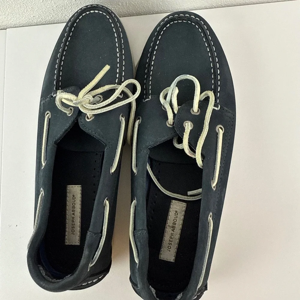 Joseph Abboud Mens Navy Blue Leather Boat Shoes Nautical Loafers Lot 13343